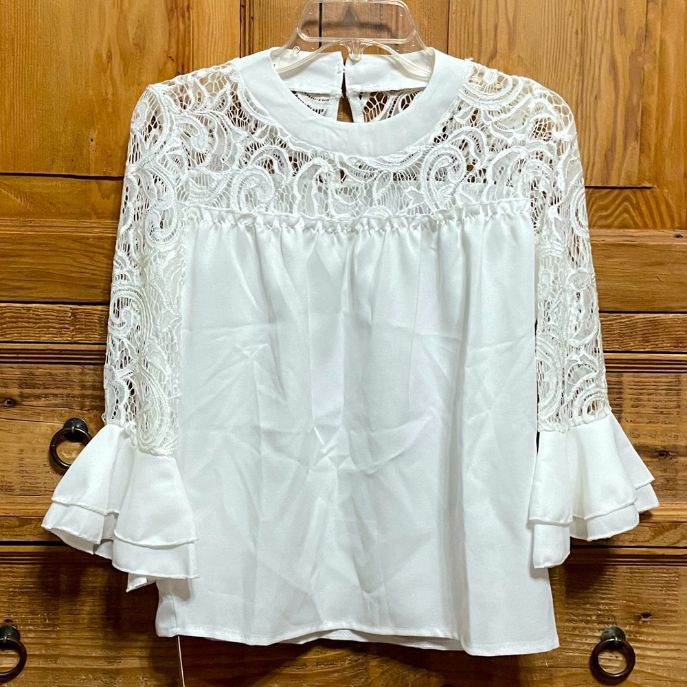 White with lace blouse